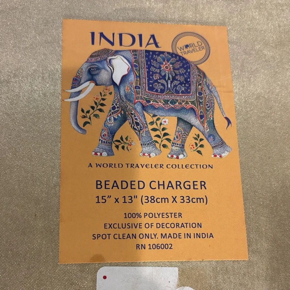 Intricate Beaded Hamsa plate charger made India - Picture 9 of 10